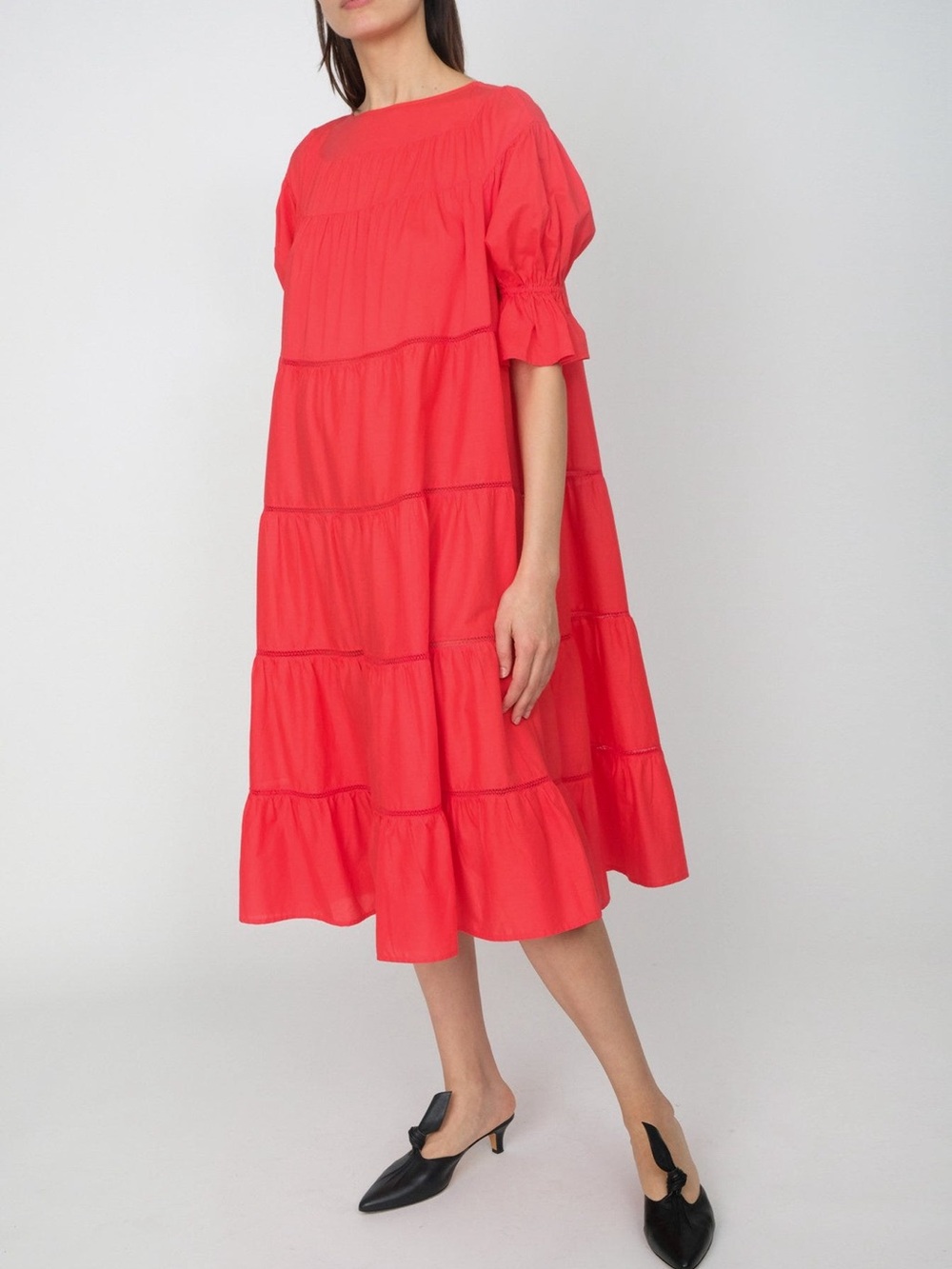 MERLETTE Paradis Ruffle Midi Dress oversized flowy